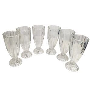 6 Pc. Gibson Home Milkshake Glass Set 12 oz. 7 1/4" Tall Soda Fountain, Sundae